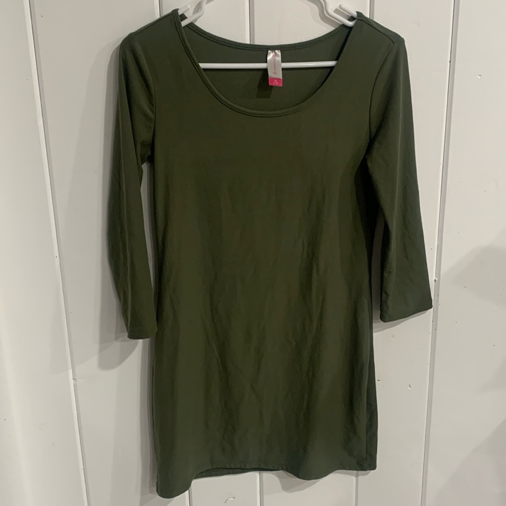 No Boundaries Olive Green Mid Sleeve Length Tunic